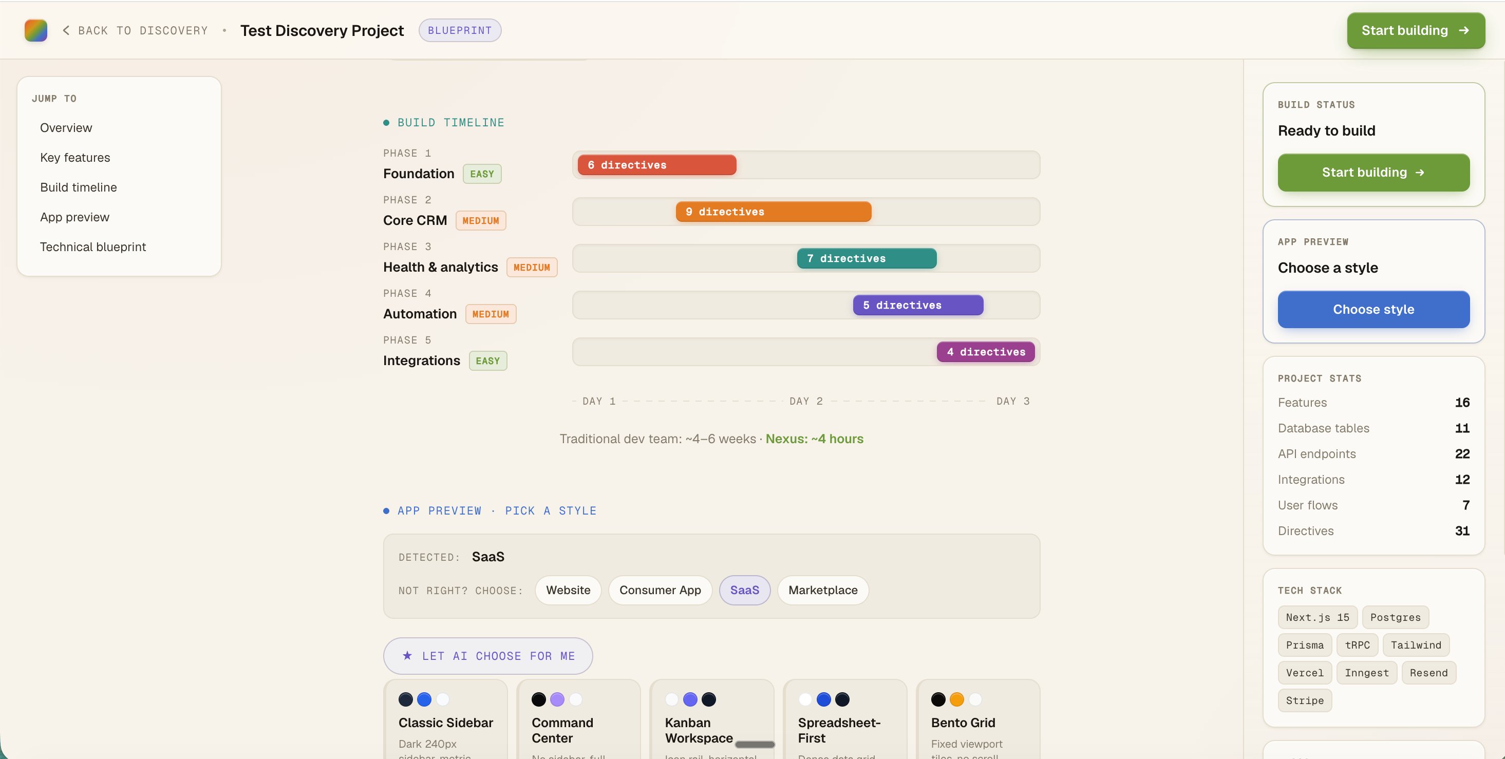 Blueprint & architecture — Planner agent generates a full technical design document